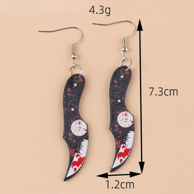 Halloween Earrings Funky Spooky Quirky Earrings Bloody Knife Axe Dangle Earrings Creepy Acrylic for Women Girls Jewelry Gifts