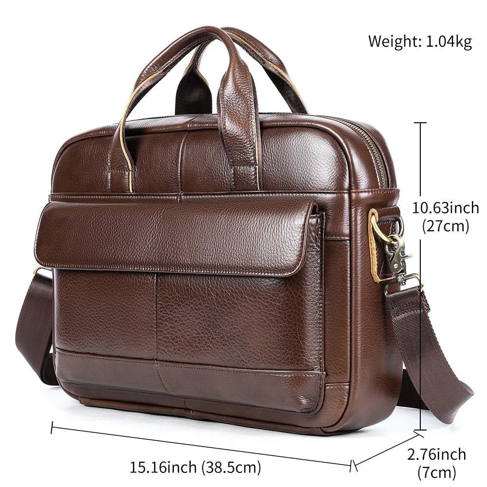 Men's Briefcase Leather Large Capacity Computer Business Shoulder Crossbody Bag Casual Cowhide Handbag For Men