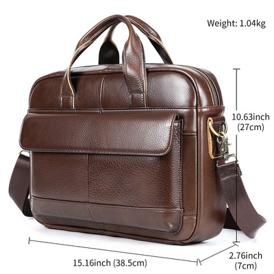 Men's Briefcase Leather Large Capacity Computer Business Shoulder Crossbody Bag Casual Cowhide Handbag For Men