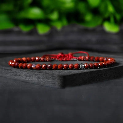 Crystal red jasper simple bracelet, natural gemstone exquisite bracelet, root chakra, endurance stone