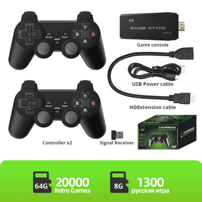 DATA FROG TV Video Game Console Wireless Controller Built in 20000 Games 4K HDMI-Compatible Retro Console Support For PS1/GBA/FC