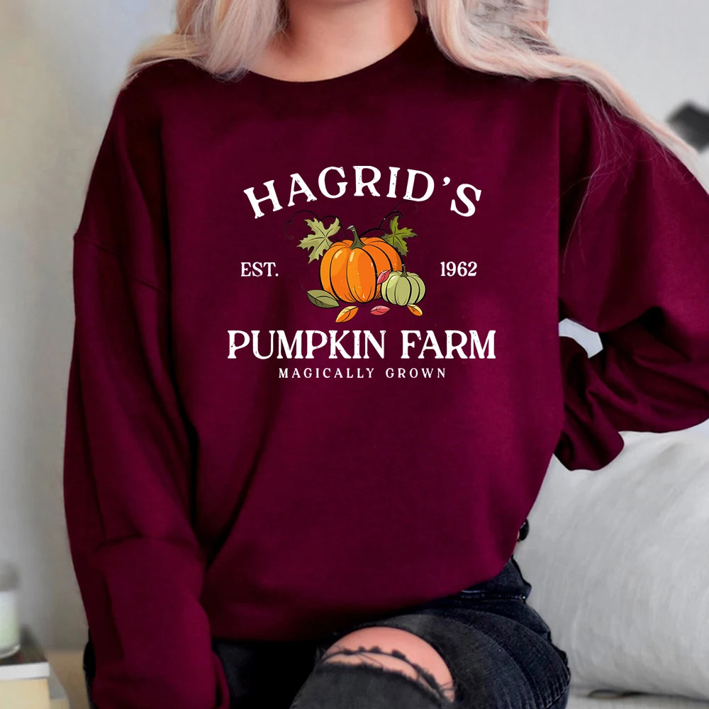 Hagrid's Pumpkin Patch Sweatshirt Fall Halloween Hoodie Thanksgiving Sweater Halloween Shirts Unisex Long Sleeves Sweatshirts
