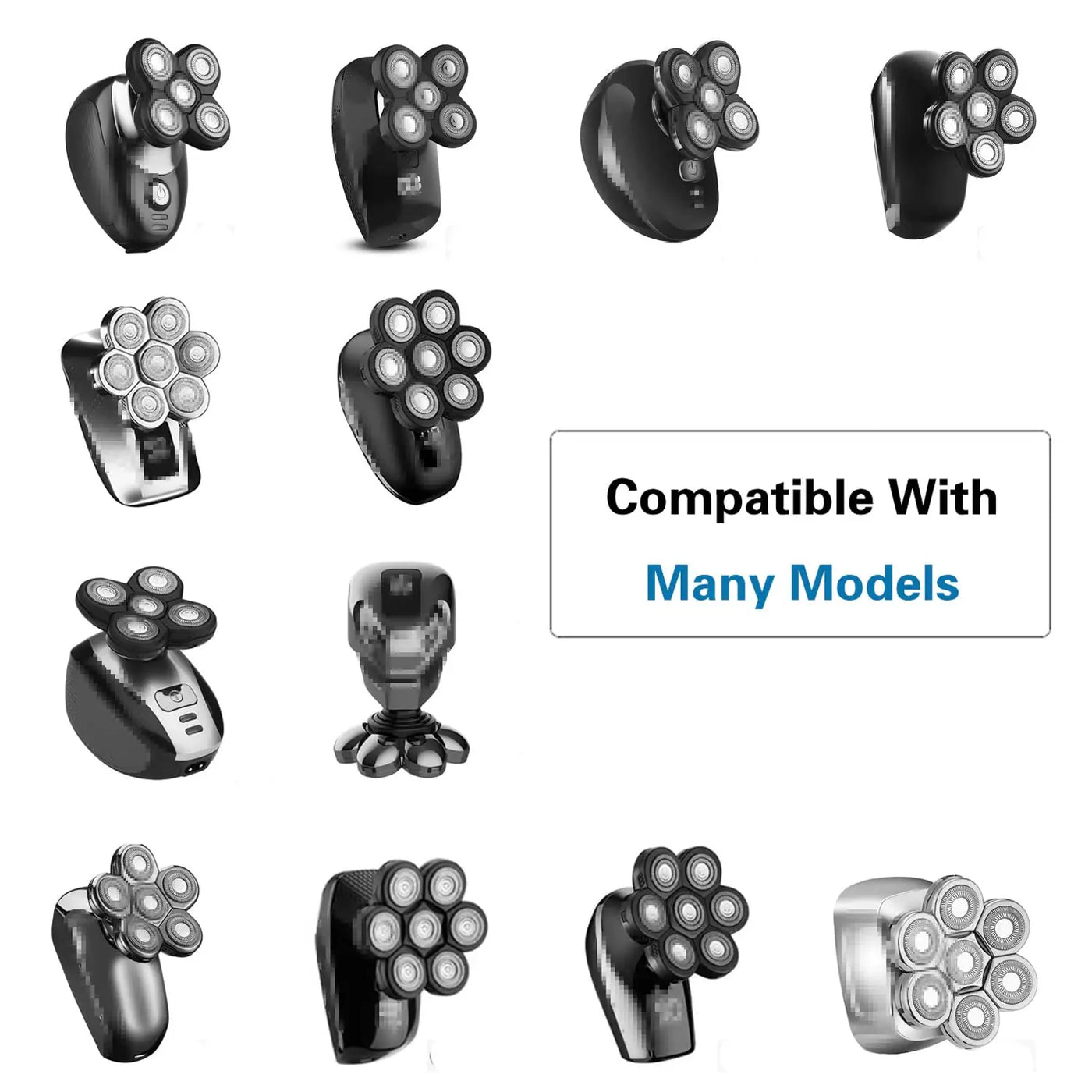 Universa 7 Heads Shaver Replacement Head for Head Shaver, and many Brands 8 & 6 & 5 Blades 9D Replacement Shaver