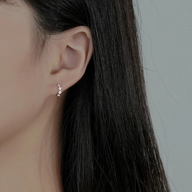 INZATT Real 925 Sterling Silver Zircon Square Hoop Earrings for Women Party Classic Fine Jewelry Geometric 2024 Accessories