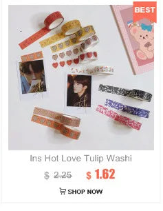 1Pc Ins Blue Plaid Washi Tape Simple Style Thank English Sealing Sticker Student Creative Stationery Masking Decorative Tape