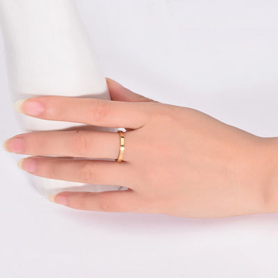 Korean Couple Rings for Women & Men Titanium Steel 2mm Thin Band Minimalist Jewelry Polished Smooth Stackable Matching Rings