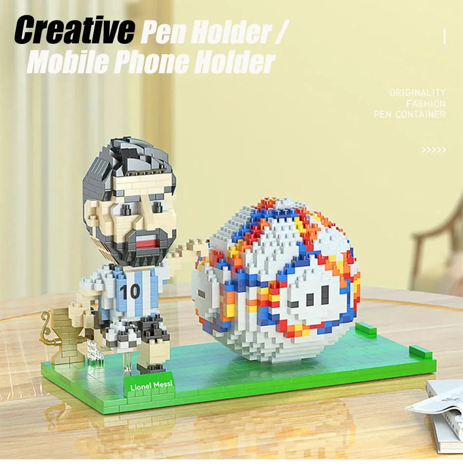 2022 Football Player Model Mini Size Building Blocks Creative DIY Pen Holder Mobile Phone Holder Bricks Toys For Children Gifts