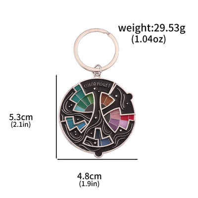 Color Design Colourful Anxiety Relief Badge Color Fidget Wheel Keychain Pendant Relieve Stress Quickly Identify Tonal Jewelry