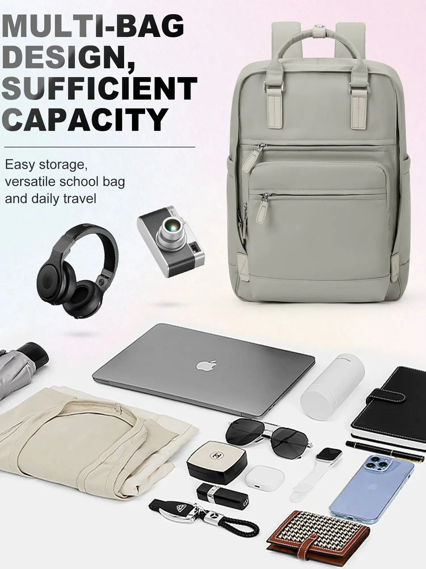 Girl's School Bag Laptop Backpacks Women's Commuter Nylon Informal Backpack, Casual Youth School Bookbag 2024 College Backpack