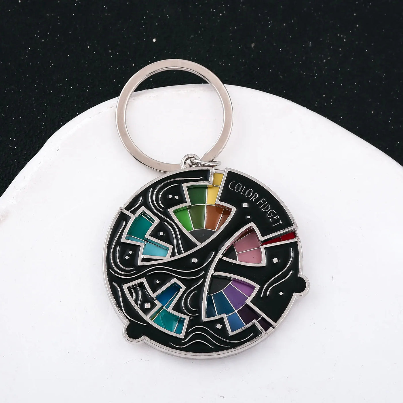Color Design Colourful Anxiety Relief Badge Color Fidget Wheel Keychain Pendant Relieve Stress Quickly Identify Tonal Jewelry