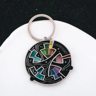 Color Design Colourful Anxiety Relief Badge Color Fidget Wheel Keychain Pendant Relieve Stress Quickly Identify Tonal Jewelry