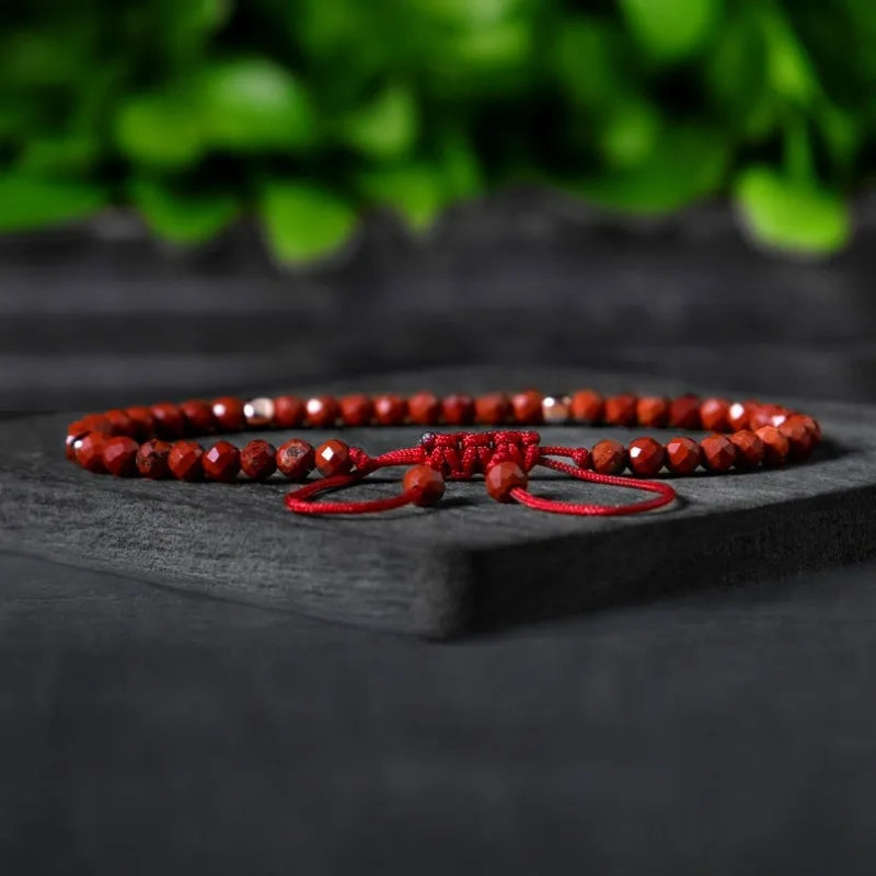 Crystal red jasper simple bracelet, natural gemstone exquisite bracelet, root chakra, endurance stone
