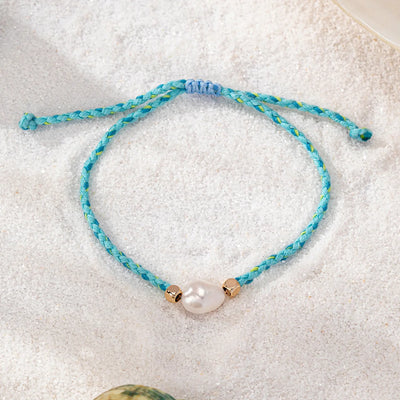 New Trending Woman Summer Jewelry Colorful Rope Thread Freshwater Pearl Bracelet 2024