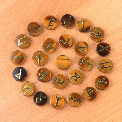 25pcs Birthstone Crystal Stone Beads Set Square Runes Energy Natural Stones Witches Runes Divination Stones Home Decoration