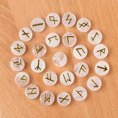 25pcs Birthstone Crystal Stone Beads Set Square Runes Energy Natural Stones Witches Runes Divination Stones Home Decoration