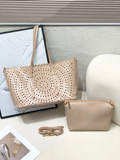 Women's Designer Brand Luxury Round Wave Large Capacity Shopping Tote Handbag Carved Basket Lady Shoulder Crossbody Mother Bag