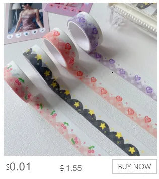 1Pc Ins Blue Plaid Washi Tape Simple Style Thank English Sealing Sticker Student Creative Stationery Masking Decorative Tape