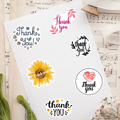 Thank You Stickers DIY Gift Toys Decorative Decal for Scrapbook Junk Journals Laptop Luggage Bottles Waterproof Sealing Sticker