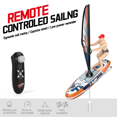2.4G Remote Control Sailing Boat Doll Swinging Sailboat Model Decoration RC Racing Boat Kids Outdoor Balance Sailboat Water Toys