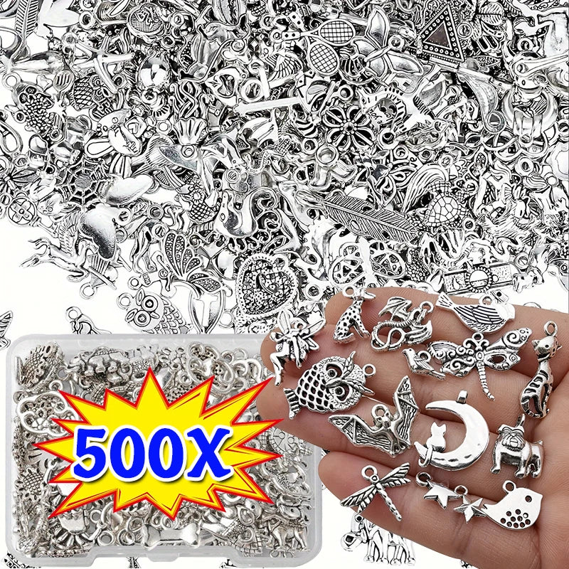 100/500pcs Tibetan Silver Mixed Pendant Animals Charms Beads for Jewelry Making Bracelet Earrings Necklace DIY Craft Art Charms