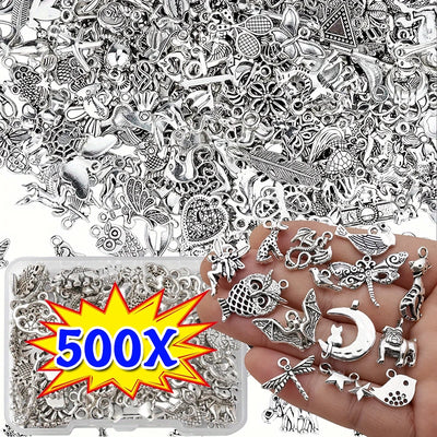 100/500pcs Tibetan Silver Mixed Pendant Animals Charms Beads for Jewelry Making Bracelet Earrings Necklace DIY Craft Art Charms