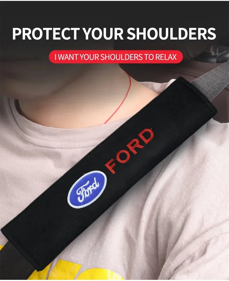 2PCS Car Interior Kit Seat Belt Shoulder Protection For Ford Focus 2 3 1 Fiesta MK1 MK2 MK3 MK7 Fusion Ranger Escort Mondeo