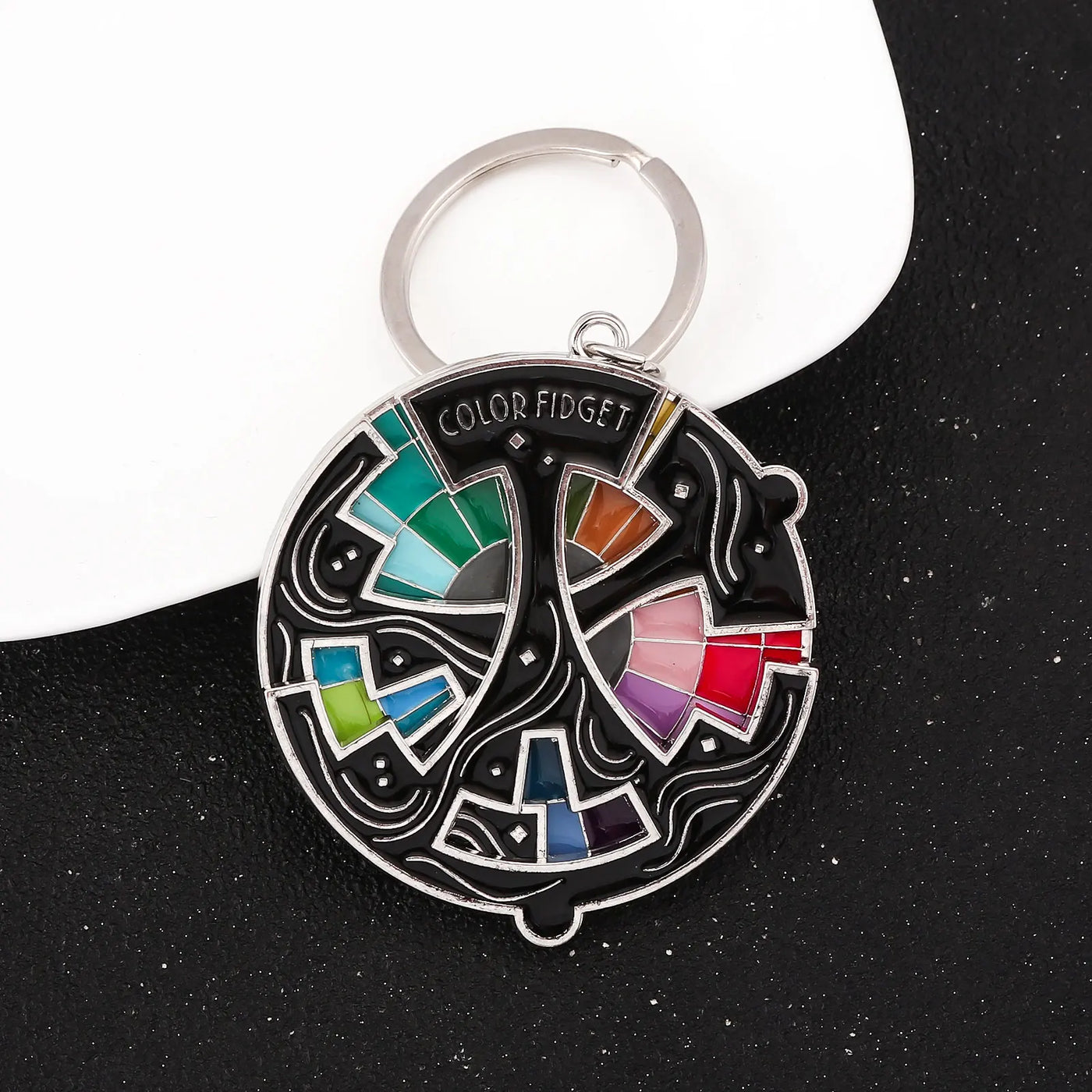 Color Design Colourful Anxiety Relief Badge Color Fidget Wheel Keychain Pendant Relieve Stress Quickly Identify Tonal Jewelry