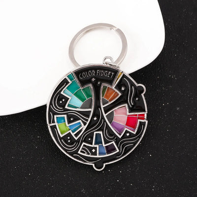 Color Design Colourful Anxiety Relief Badge Color Fidget Wheel Keychain Pendant Relieve Stress Quickly Identify Tonal Jewelry