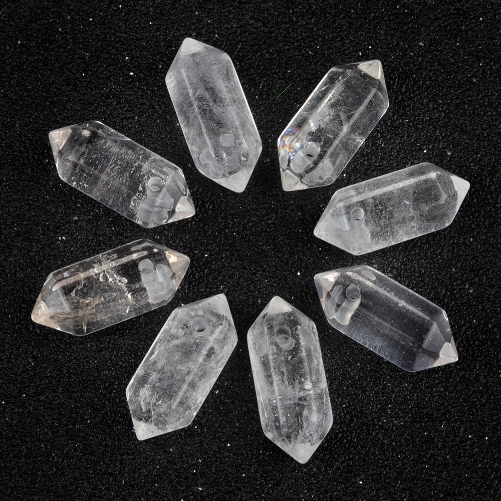 Hexagonal Natural Stone Crystal Tiger Eye Stone Opal Pendant Beads Jewelry Making DIY Necklace Earrings Accessories Gifts