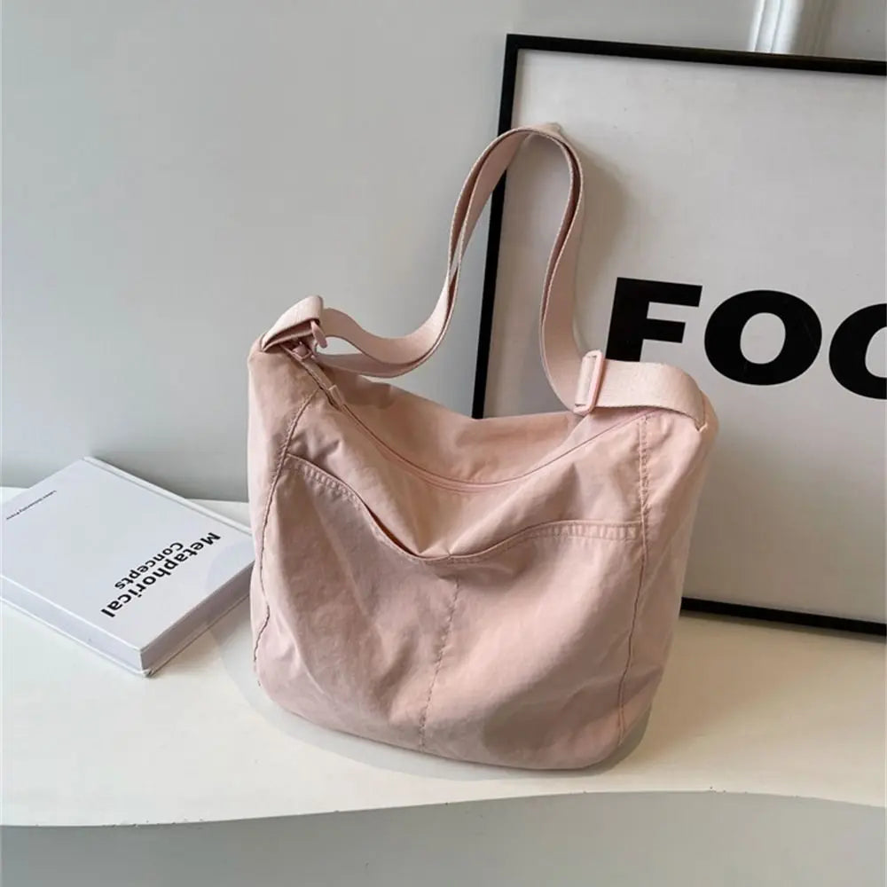 Women Girls Crossbody Shoulder Bags Fashionable Solid Color Nylon Bags Tote Bag Outdoor Travel Ultra-large Capacity Bags