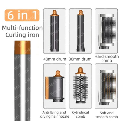 6-in-1 Multi-Function Hair Dryer Styling Tool Curling Iron Hot Air Brush Curling Rod Salon Professional Hair Styler