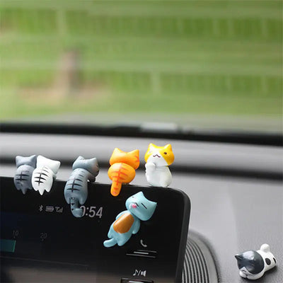 6 Pcs Healing Series Cat No Trace Stickers Cute Cat Interior Decoration Center Console Screen Cartoon Figurine Accessories