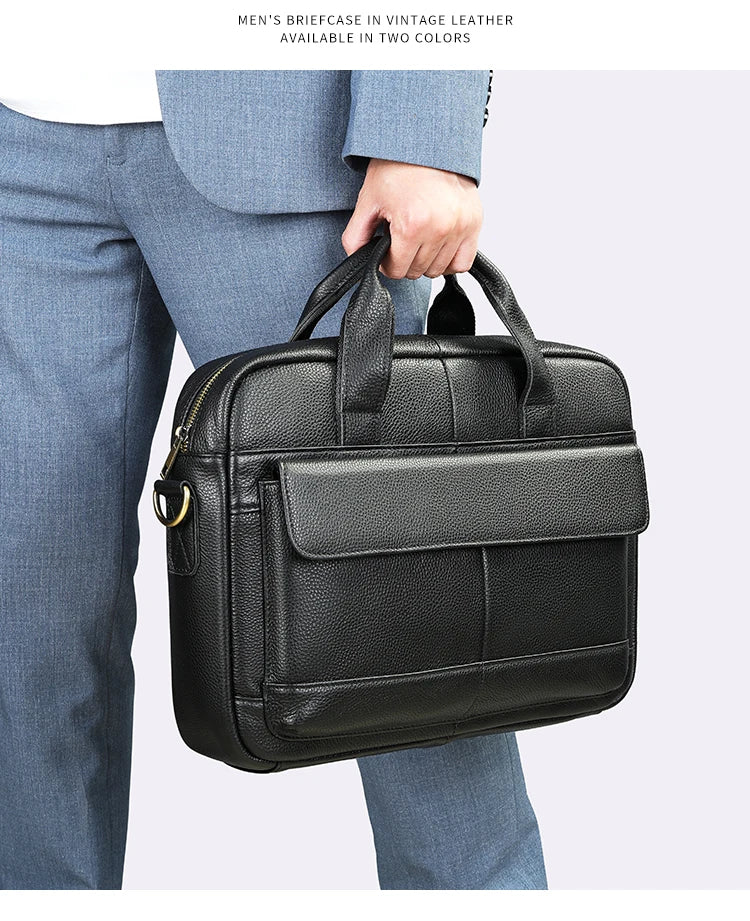 Men's Briefcase Leather Large Capacity Computer Business Shoulder Crossbody Bag Casual Cowhide Handbag For Men