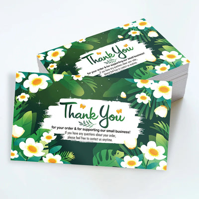50pcs Flower Butterfly Design Thank You Card For Greeting Message Supporting Business Package Decor Order Shopping Purchase Card