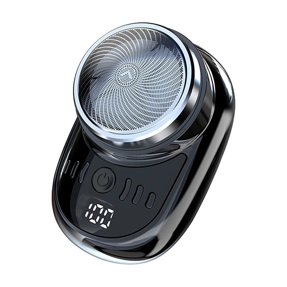 Men Mini Electric Travel Shaver with Digital Display Vehicle Mounted Shaver Pocket Size Painless Cordless Trimmer Car Home Razor