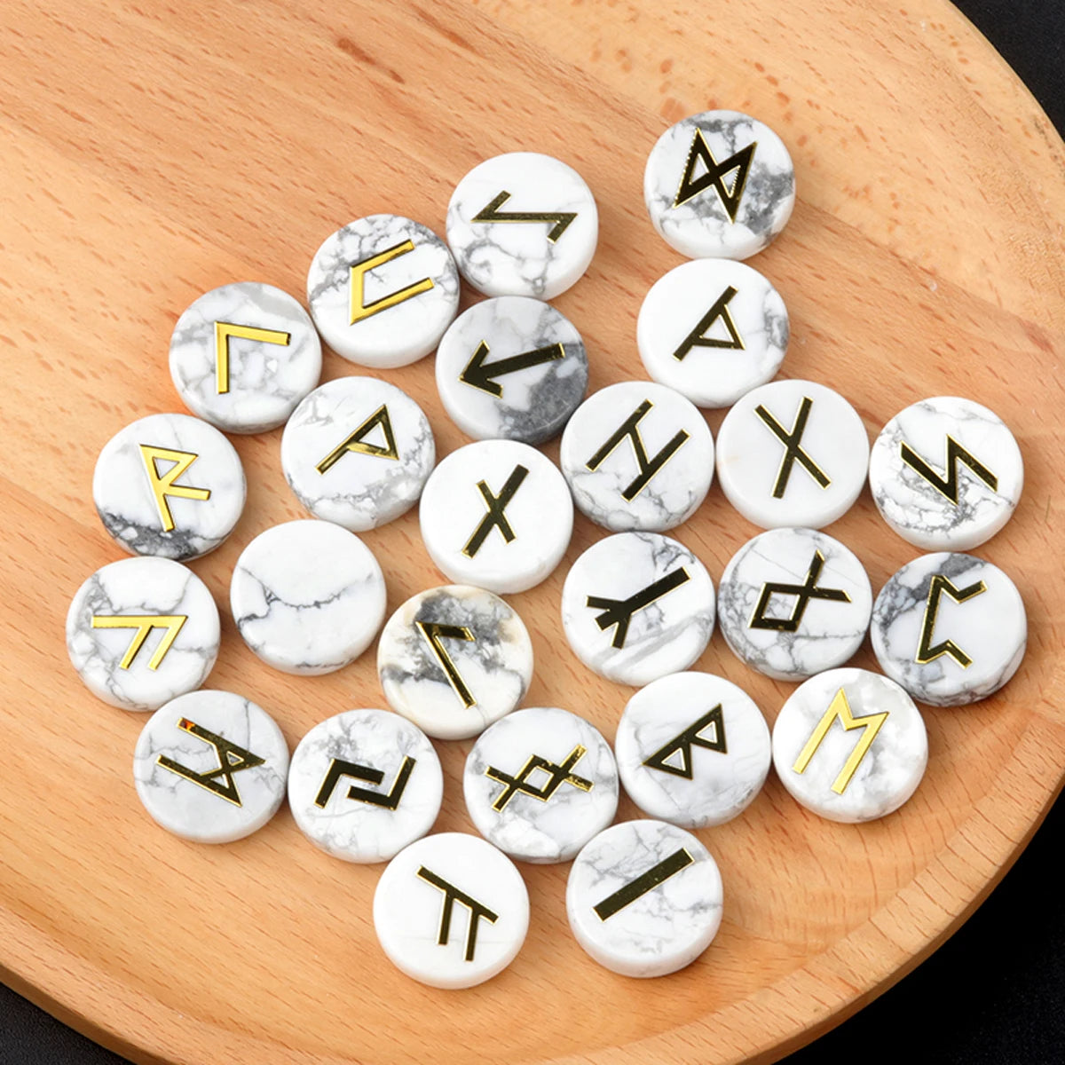 25pcs Birthstone Crystal Stone Beads Set Square Runes Energy Natural Stones Witches Runes Divination Stones Home Decoration