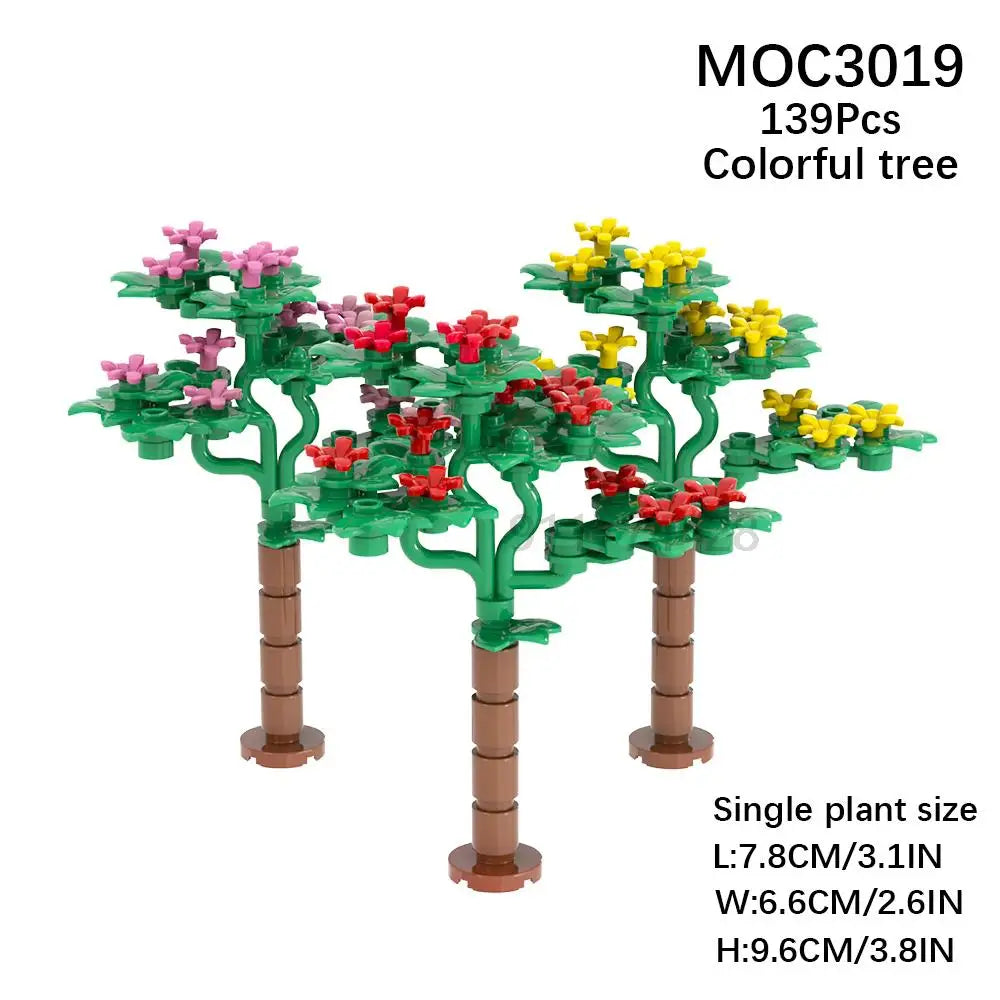 MOOXI City farm MOC Parts Figures Building Blocks Set Plant Tree Leaf Flower Grass Garden Model Friends Bricks Toys For Children