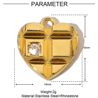 3pcs/Lot French Antique Stone Heart Stainless Steel Bracelet Diy Charms Women Love Necklace Pendant Lock Jewelry