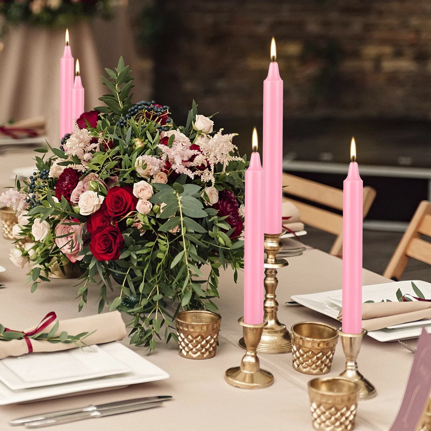 20 Pieces of 4英寸 Pink Wax, Drip-Free, Smoke-Free, Fragrance-Free, Home Dinner Candles, Hand-Pulled, High-Quality, Suitable for Church, Family, Wedding, Party, Seasonal Celebrations, Emergency Situations and Home Decoratio