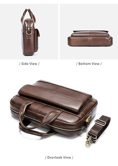 Men's Briefcase Leather Large Capacity Computer Business Shoulder Crossbody Bag Casual Cowhide Handbag For Men