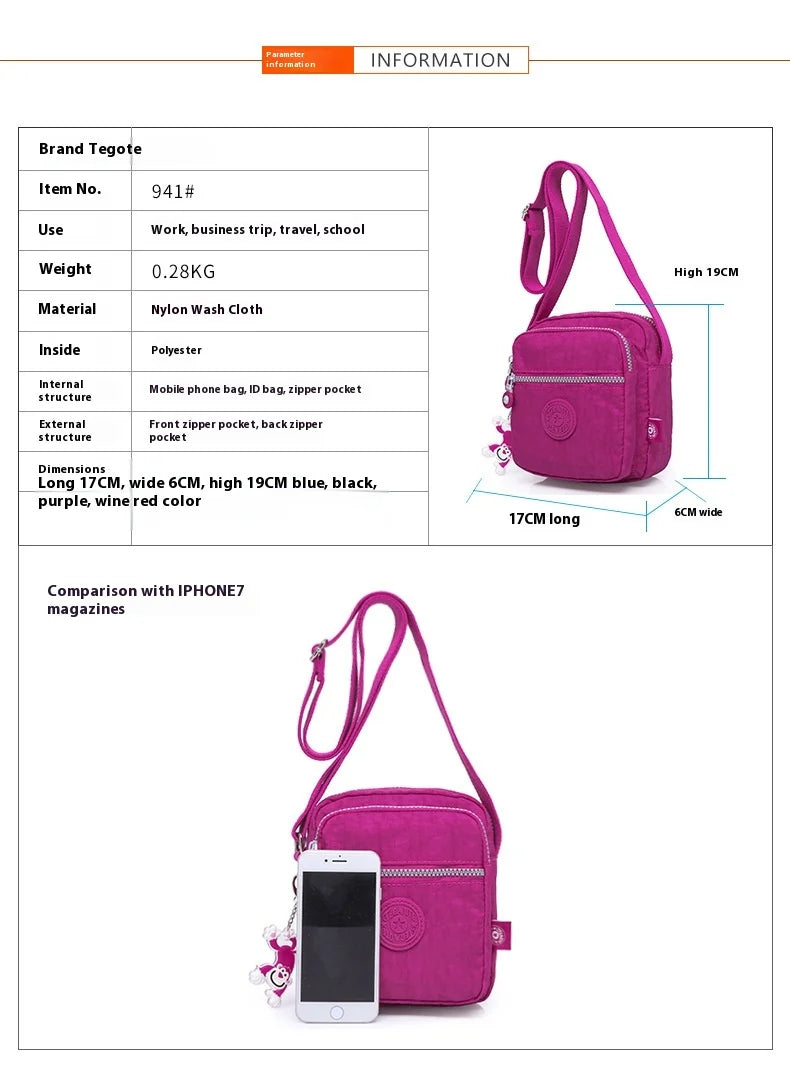 TEGAOTE High Quality Waterproof Men Women Shoulder Messenger Bag Cross Body Phone Purse Lightweight Blue Black Red Purple