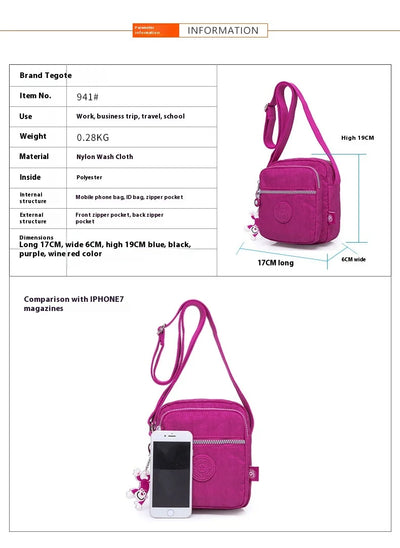 TEGAOTE High Quality Waterproof Men Women Shoulder Messenger Bag Cross Body Phone Purse Lightweight Blue Black Red Purple