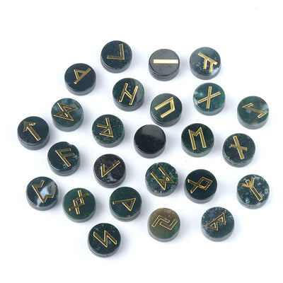 25pcs Birthstone Crystal Stone Beads Set Square Runes Energy Natural Stones Witches Runes Divination Stones Home Decoration