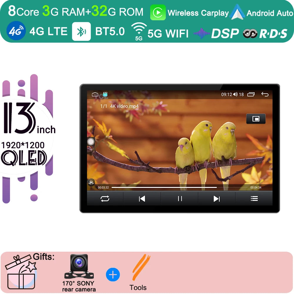 13.3 Inch Android 15 For Seat Leon 3 MK3 2012-2020  Car Radio 5G wifi Stereo Multimedia Player GPS Navigation 1920*1200