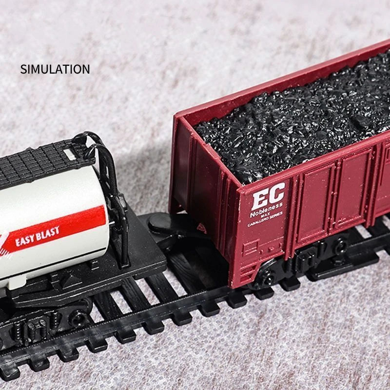 Classical Railway Freight Train Toy Electric Christmas Train Track Set with Light Tracks Model Toys for Kids Gift Children