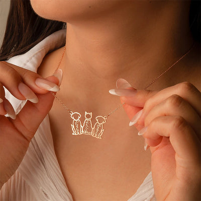 Custom Cute Dog Cat Necklaces Pendant Name Stainless Steel Circle Chain  Personalized Pet Jewelry Customized Necklaces For Mom