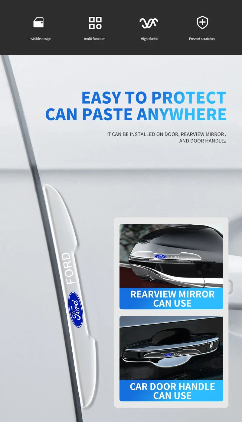 Invisible car Door Handle Shake Scratches Protective For Ford Fiesta Ranger Focus Kuga Mustang S-MAX Transit Mondeo Fusion Esco