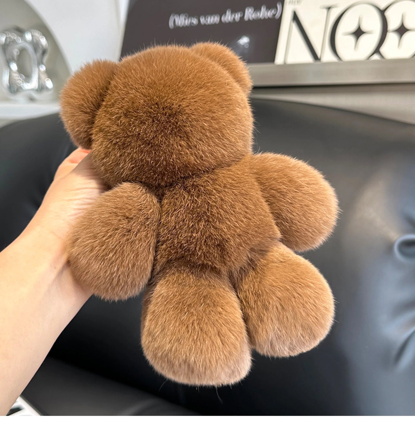 Fashion New Cute Bear Keychain Real Rabbit Fur Bear Doll Pendant Toys Keyring Handbag Charm Ornament Plush Jewelry Gifts