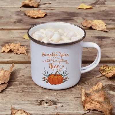 Hello Autumn mugs Thanksgiving Mug Flower Pumpkin Cup Print enamel Mug Fall Coffee cups party farmhouse decoration fall gifts