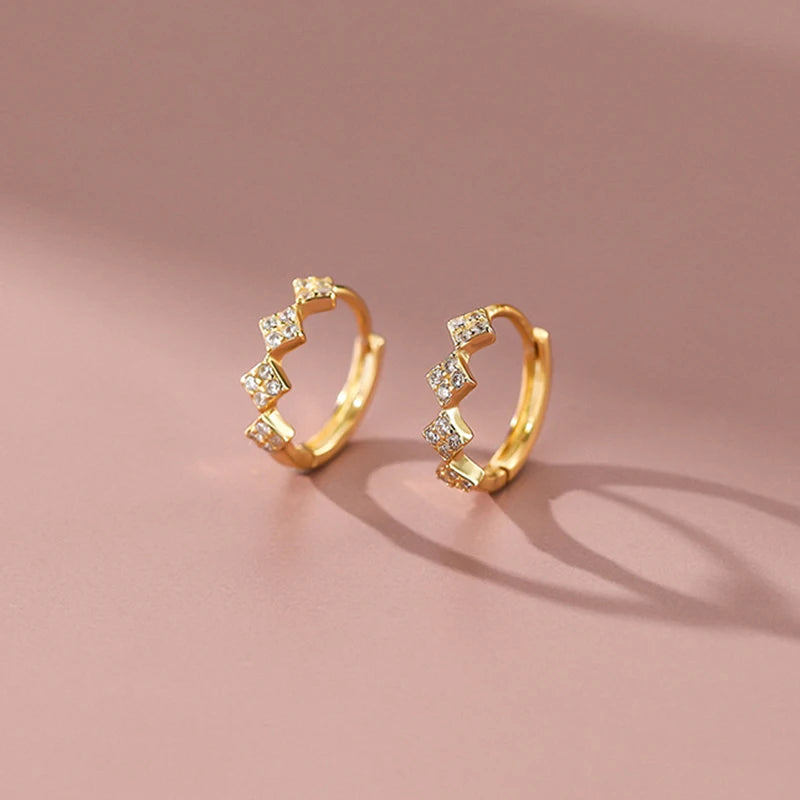 INZATT Real 925 Sterling Silver Zircon Square Hoop Earrings for Women Party Classic Fine Jewelry Geometric 2024 Accessories